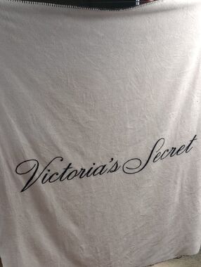 Victoria's Secret Light Pink Blanket with Black Script Logo